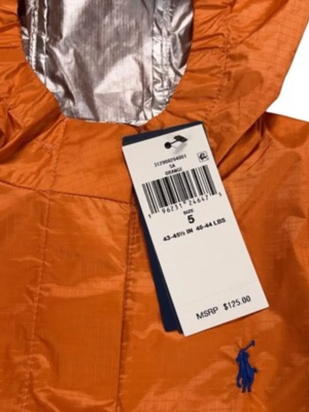 Polo Ralph Lauren Girls Size 5 Water Repellent Rip Stop Windbreaker NEW $125